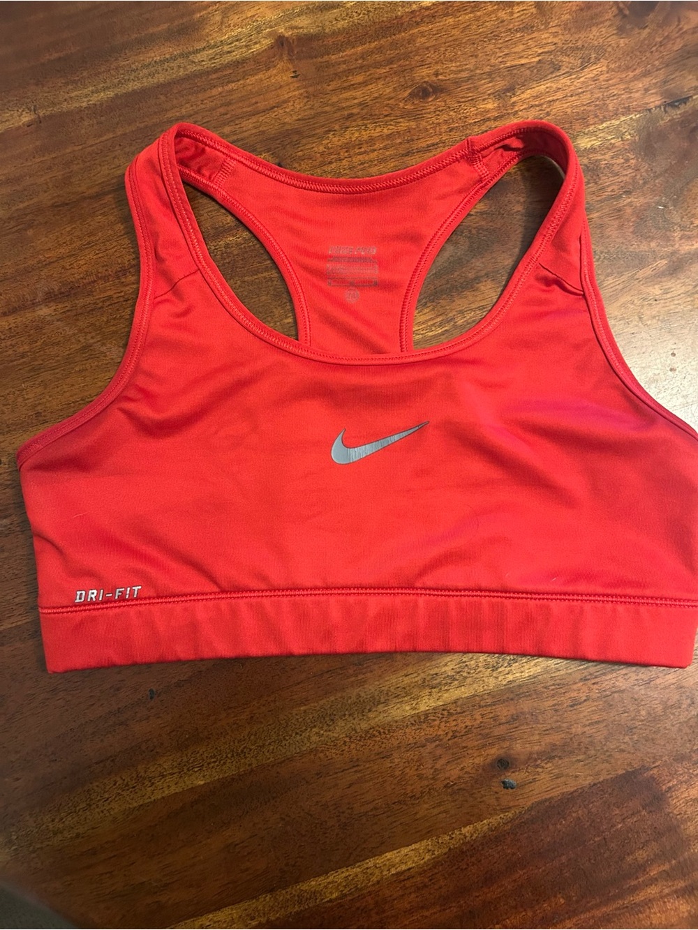 Nike Red Dri-FIT Racerback Sports Bra with Reflective Swoosh